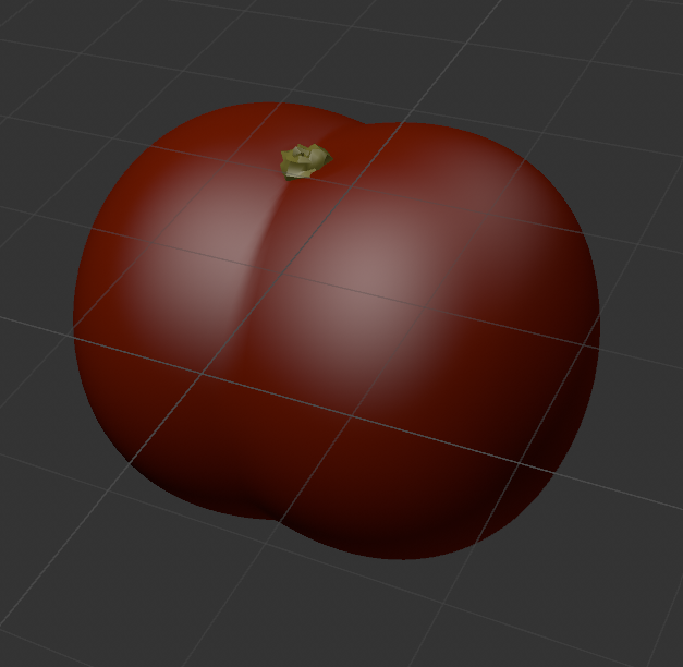 Second project attempt in C4D of the tomato using basic shapes, with attemptsd in using complex modiying on the top park of the tomato