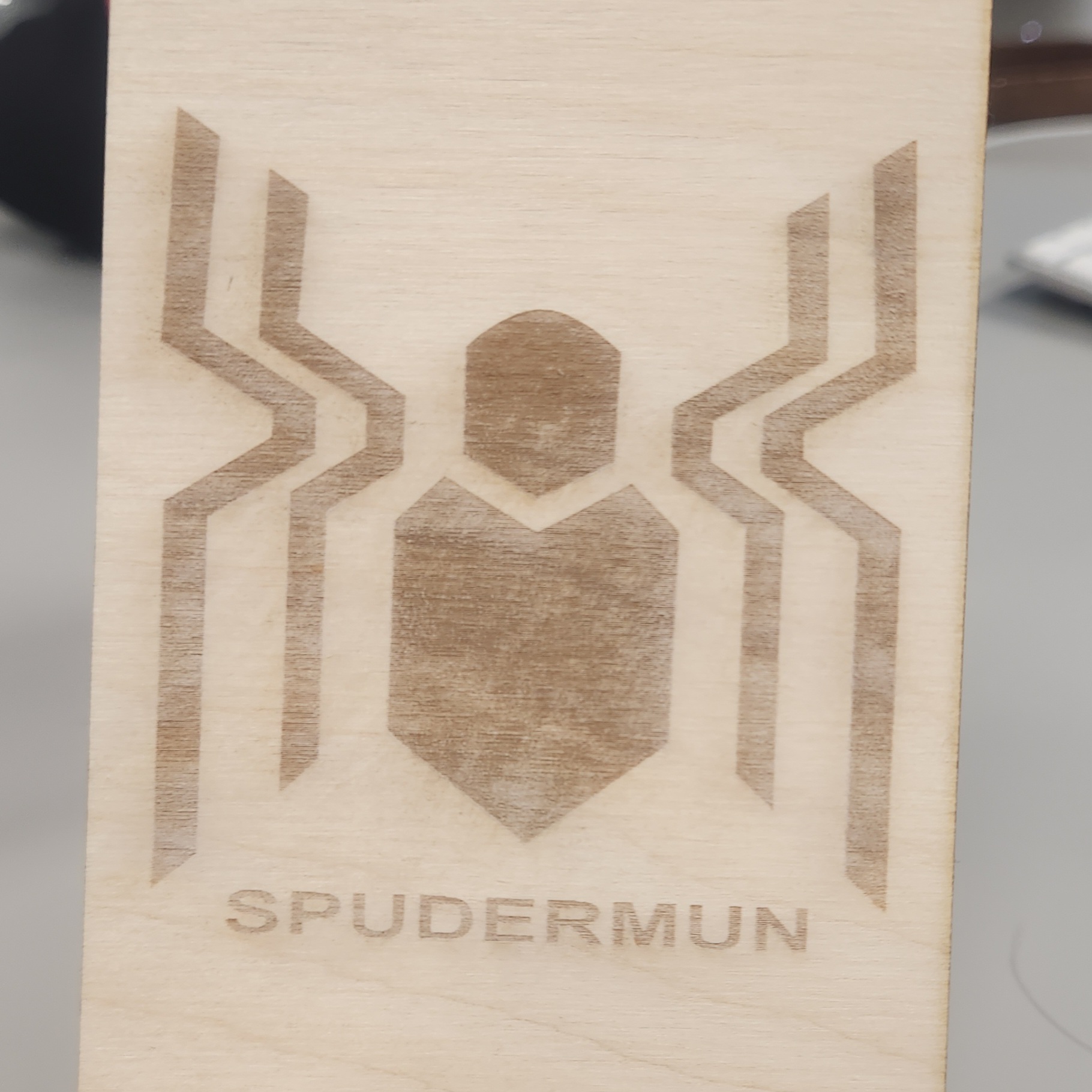 Spuderman phone holder close-up